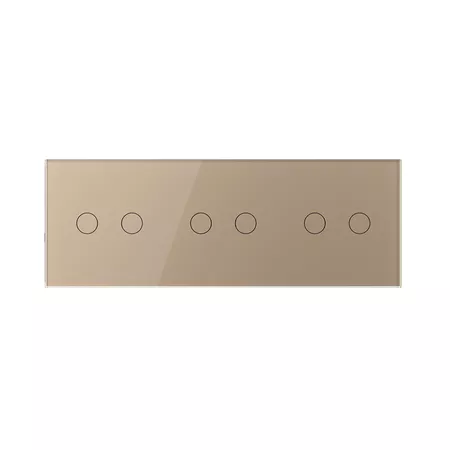 Шестиклавишный проходной сенсорный выключатель (2-2-2) золотой